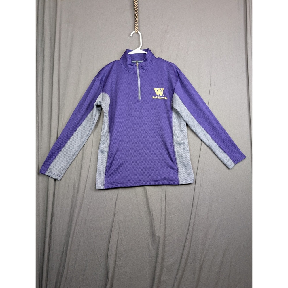 WASHINGTON HUSKIES M (38-40) Purple & Gray Long Sleeve 1/4 Zip Pullover M